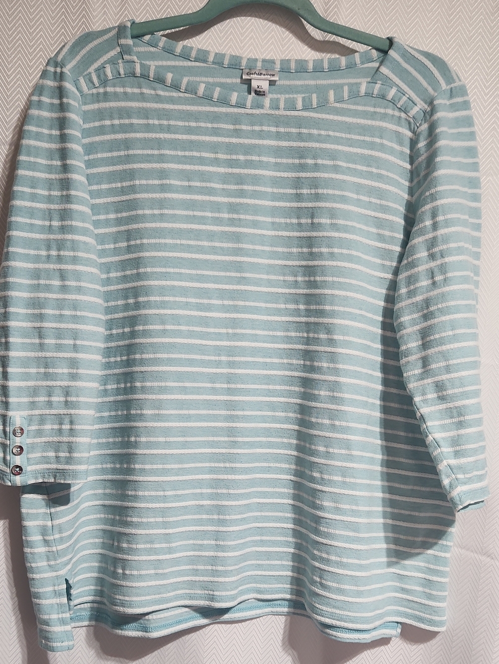 XL croft & barrow Light Aqua and White Striped Boatneck Tunic